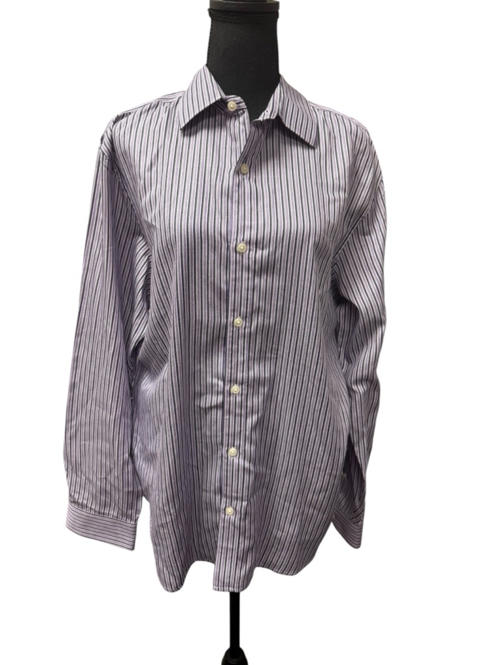 Michael Kors Purple White Black Stripe Button Shirt Large Cotton Classic